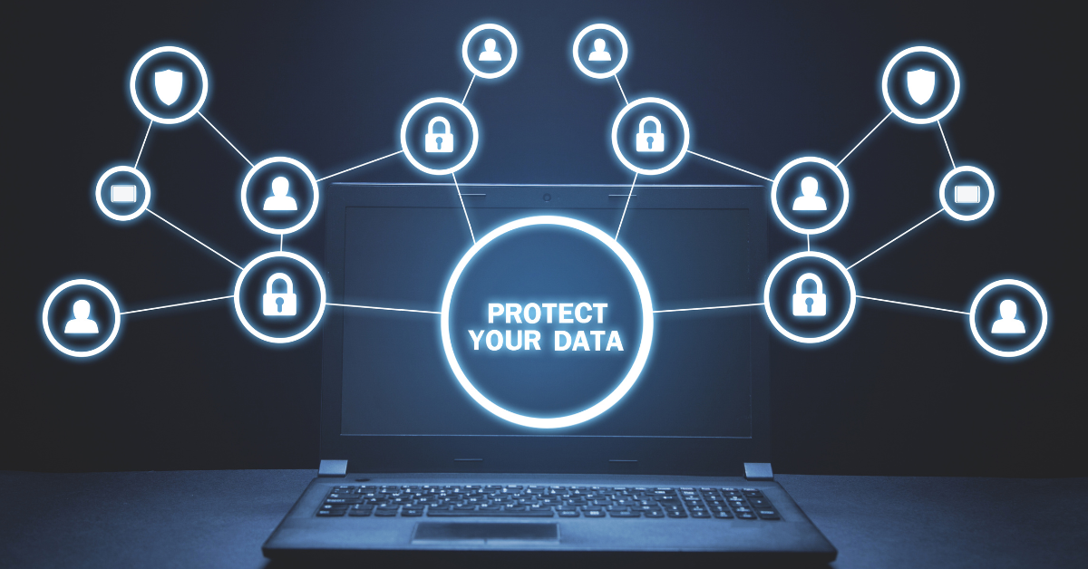 Image: Securely connected devices with locks - all IT systems protected
