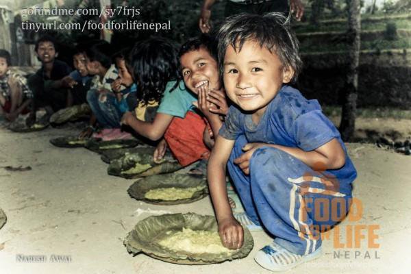 Image: Children being fed-our supported causes