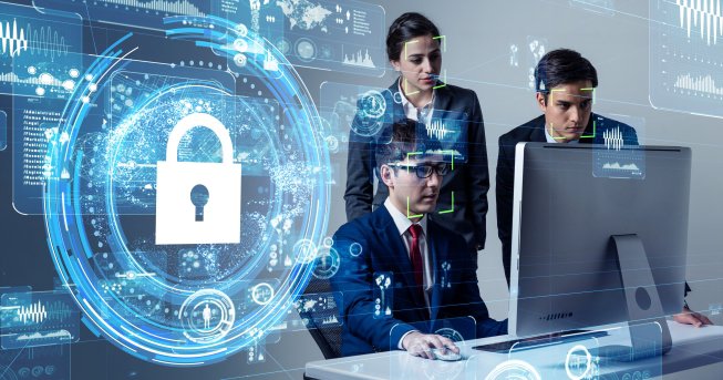 Technical Security Services - Cybersecurity Experts Graphic: Secure environment, experts tackling cyber threats together